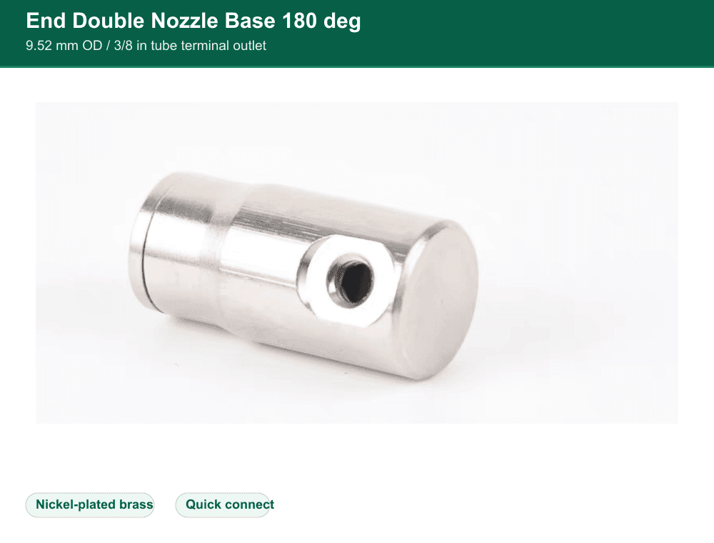 Brass 9.52 mm end double-nozzle quick-connect fitting