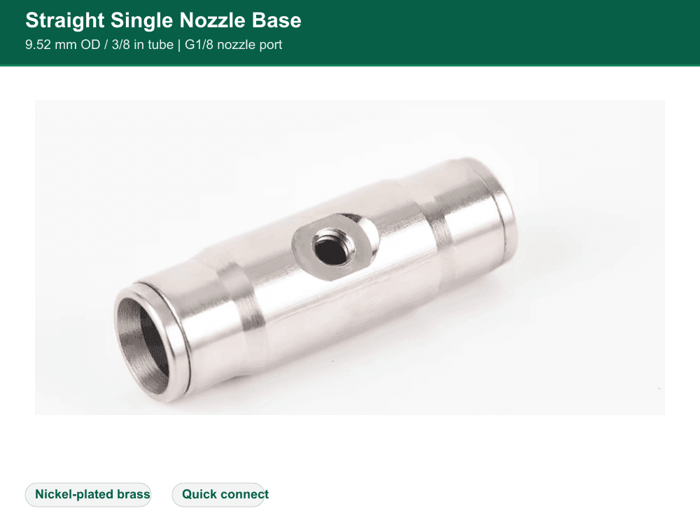 Brass 9.52 mm quick-connect straight single-nozzle fitting