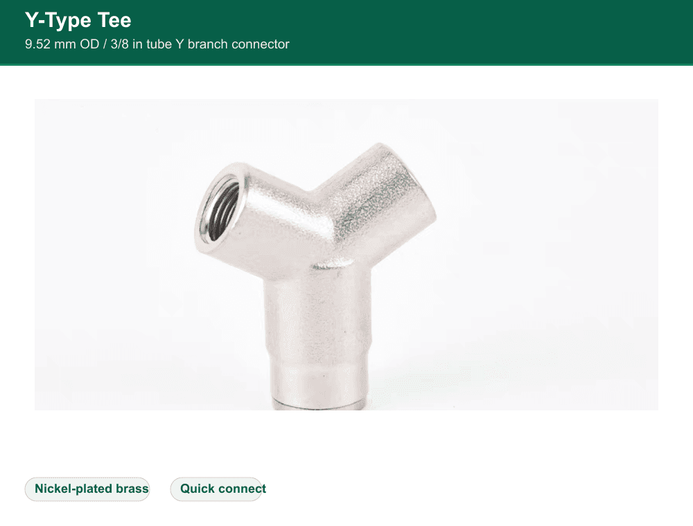 Brass Y-type tee quick-connect fitting