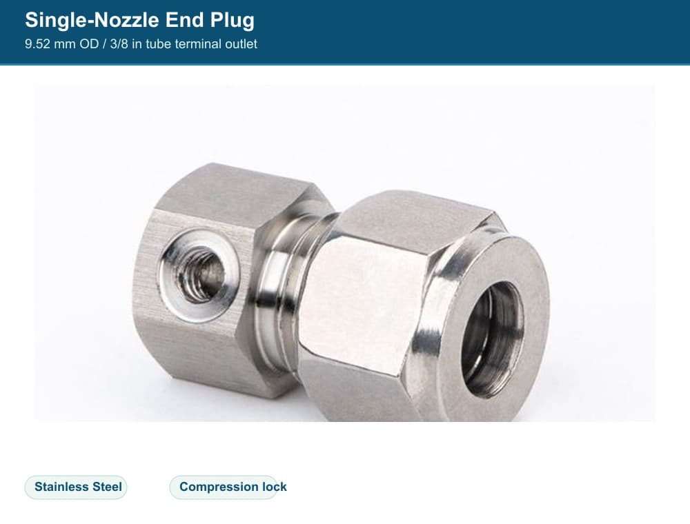 Stainless Steel 9.52 mm compression quick fitting Single-Nozzle End Plug