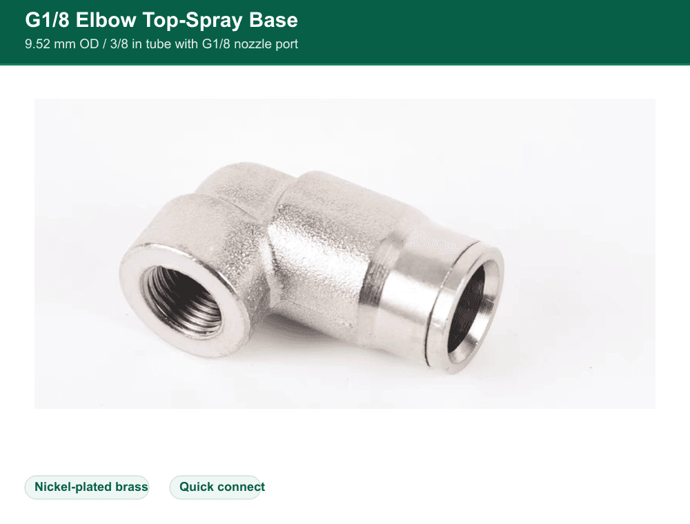 Brass 1/8 elbow top-spray fitting