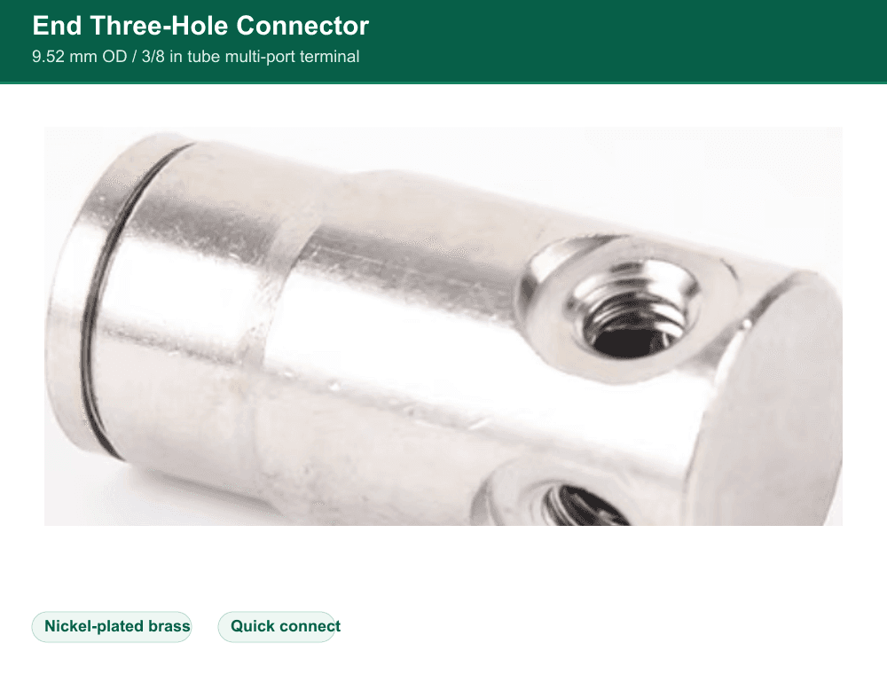 Brass end three-hole quick-connect fitting
