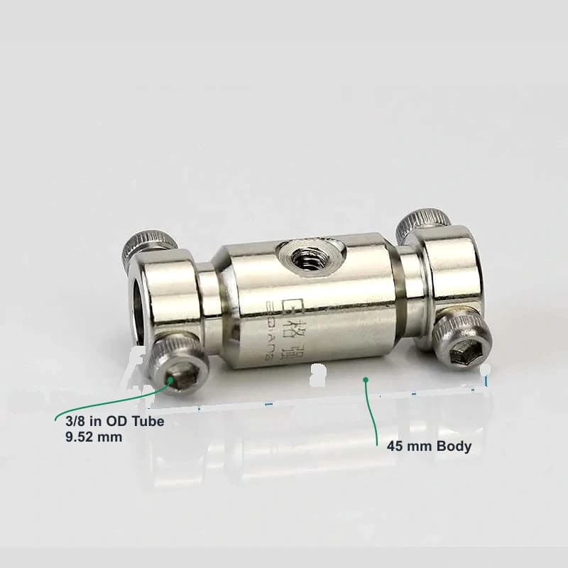 Plated copper 9.52 mm top-pressure quick fitting 180 Degree Straight Double-Nozzle