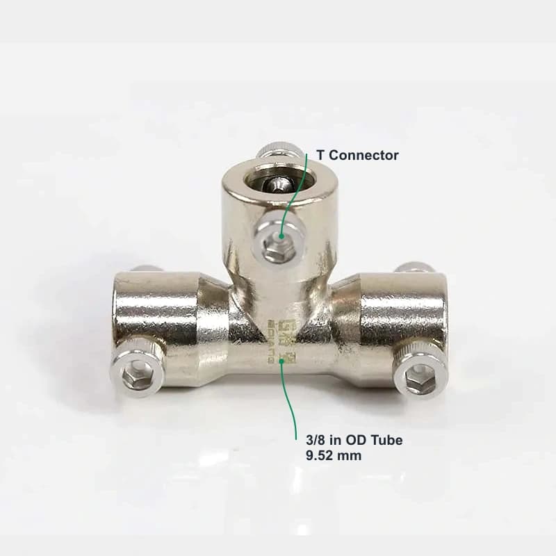 Plated copper 9.52 mm top-pressure quick fitting Tee