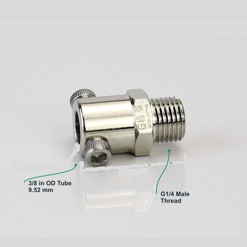 Plated copper 9.52 mm top-pressure quick fitting G1/4 Male Valve Connector