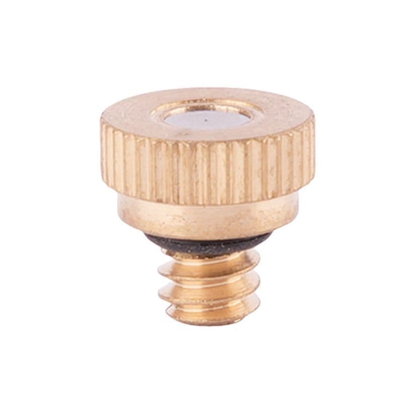 Brass one-section low pressure atomizing nozzle on white background
