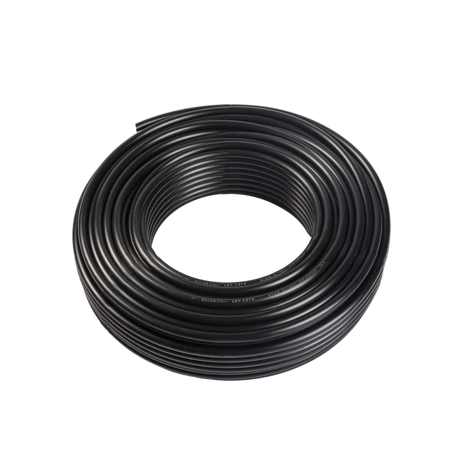 Black tubing — front view