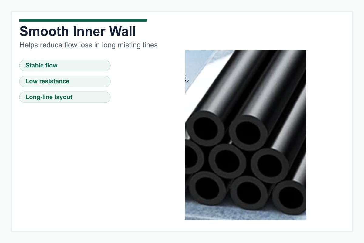 Black PA tubing smooth inner wall supplier graphic